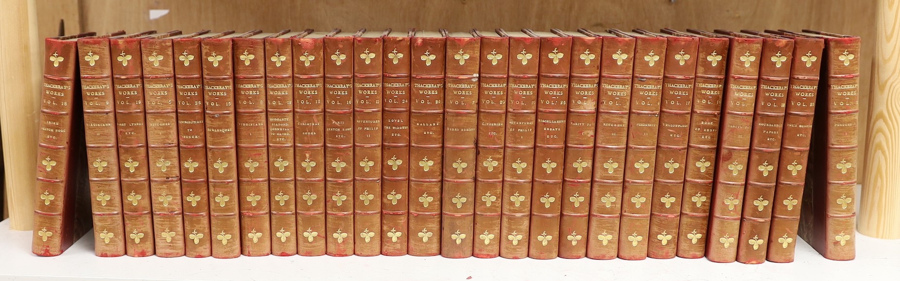 Thackeray's Works, 26 vols, quarter calf